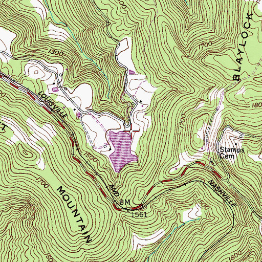 Topographic Map of Gordan Hunter Dam, TN
