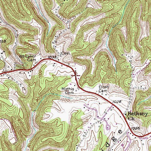 Topographic Map of Wayland Lake Dam, TN