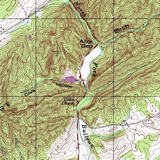 Topographic Map of Thunder Hollow Dam, TN
