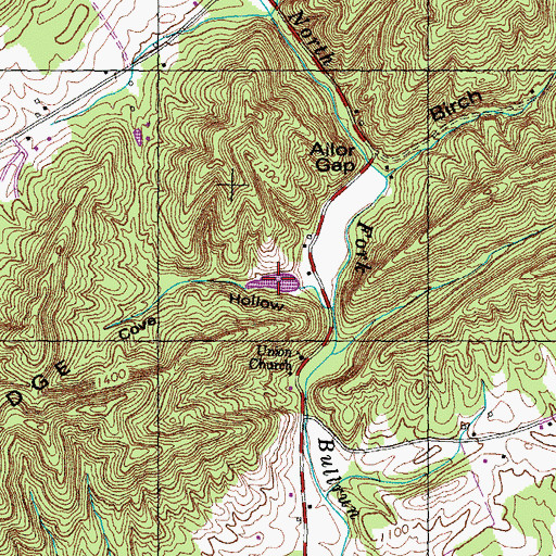 Topographic Map of Thunder Hollow Lake, TN