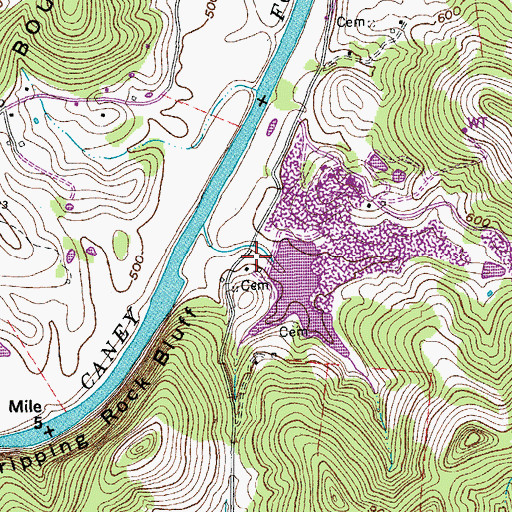 Topographic Map of Jersey Miniery Zinc Company Dam, TN