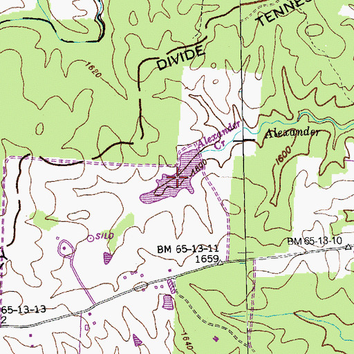 Topographic Map of Burnett Lake, TN