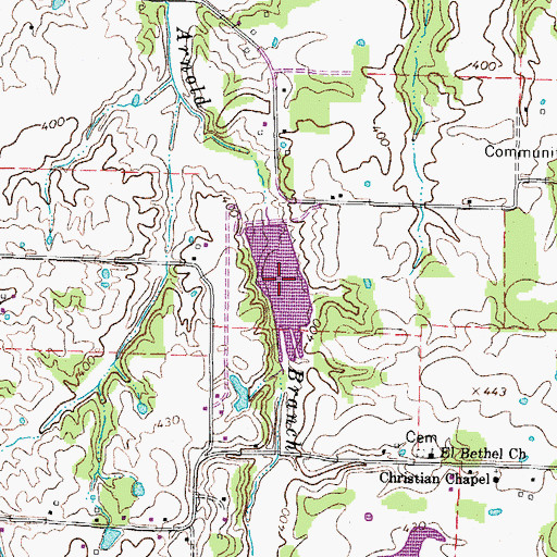 Topographic Map of Middle Fork Obion Lake, TN