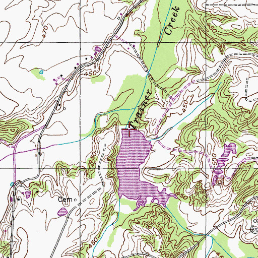Topographic Map of Middle Fork Obion Dam Number Seven, TN