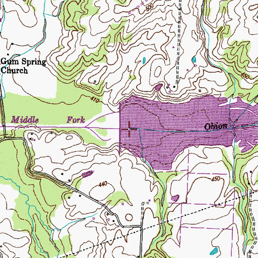 Topographic Map of Middle Fork Obion Dam Five, TN