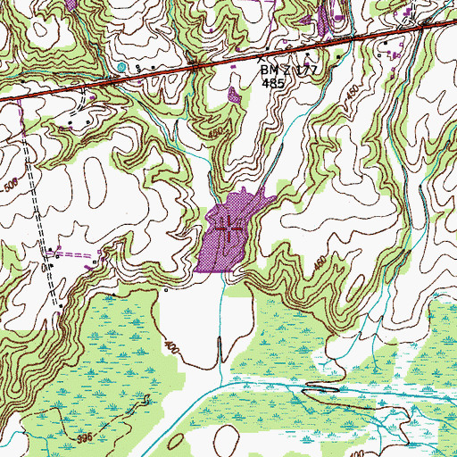 Topographic Map of Middle Fork Obion River Lake Number Three, TN