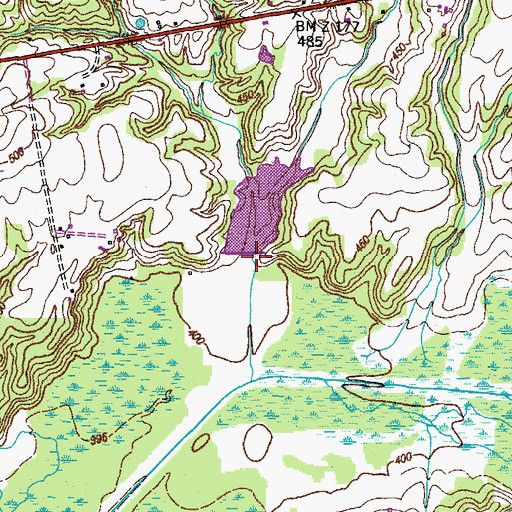 Topographic Map of Middle Fork Obion River Dam Number Three, TN