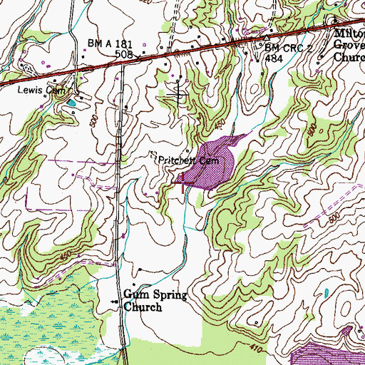 Topographic Map of Middle Fork Obion River Dam Number Four, TN