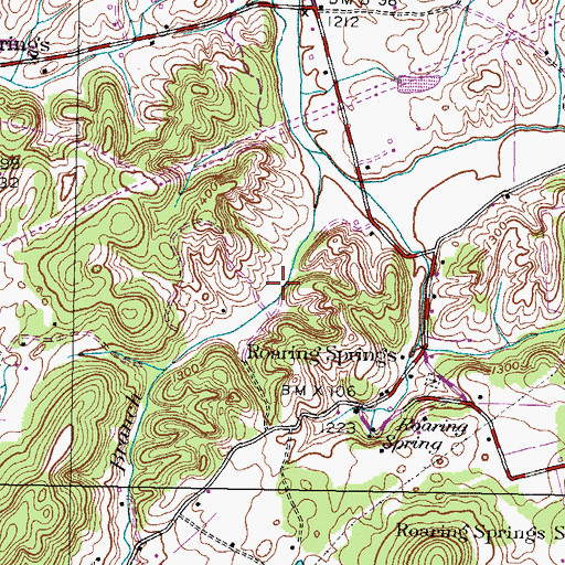 Topographic Map of Justis Lake, TN