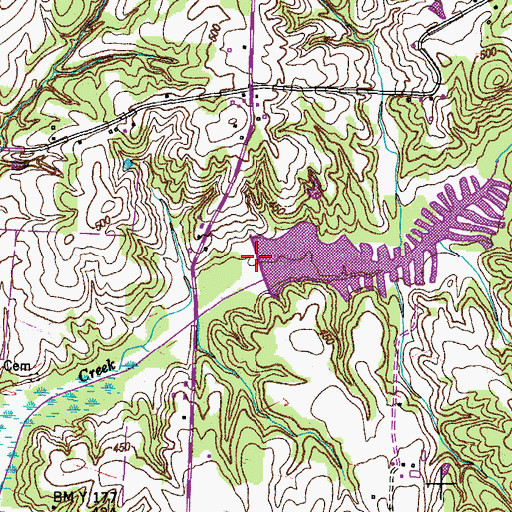 Topographic Map of Middle Fork Obion River Dam Number Two, TN