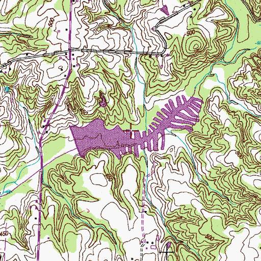 Topographic Map of Middle Fork Obion River Lake Number Two, TN
