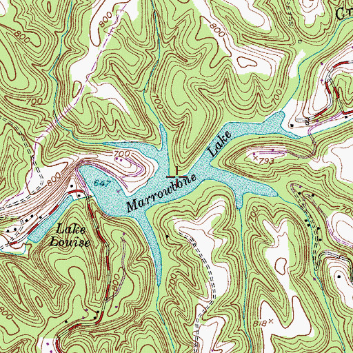Topographic Map of Marrowbone Lake, TN