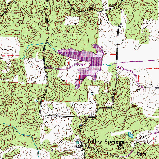 Topographic Map of Thompson Creek Number Three Lake, TN