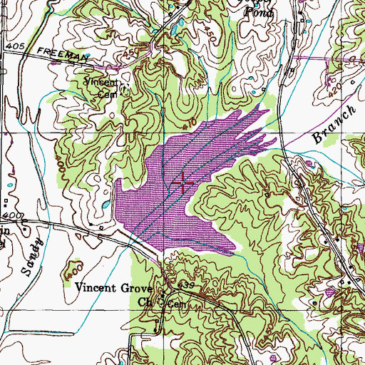 Topographic Map of Mud Creek Watershed Lake Nine, TN