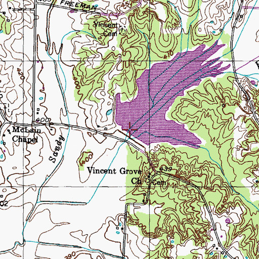 Topographic Map of Mud Creek Watershed Lake Dam Nine, TN