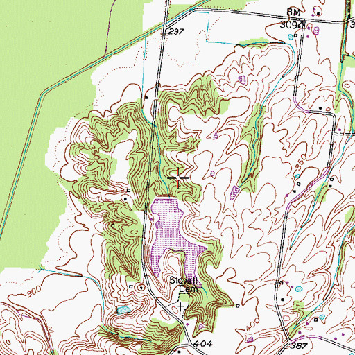 Topographic Map of Turner Lake Dam, TN