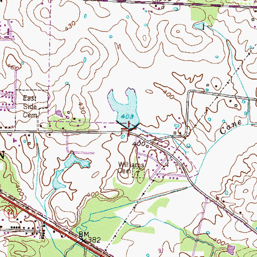 Topographic Map of W F Baker Lake Dam, TN