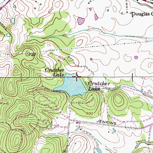 Topographic Map of Crutcher Lake Dam, TN