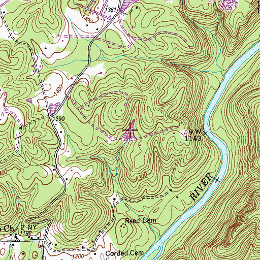 Topographic Map of W H Swain Lake, TN
