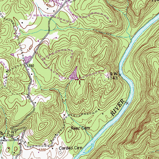 Topographic Map of W H Swain Dam, TN