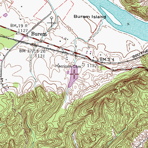 Topographic Map of Burem Lake, TN