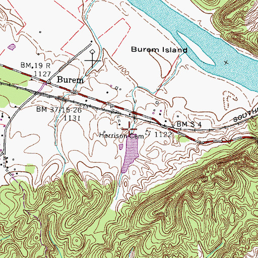 Topographic Map of Burem Lake Dam, TN