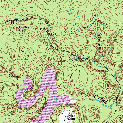Topographic Map of Jamestown Reservoir Dam, TN