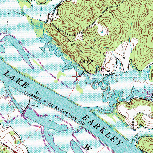 Topographic Map of Pool Fourteen Dam, TN