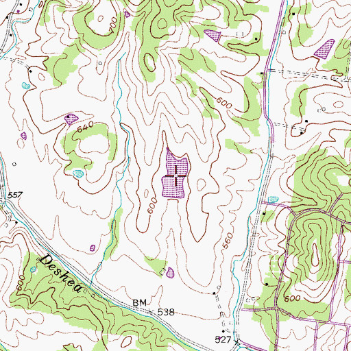 Topographic Map of Womack Lake, TN