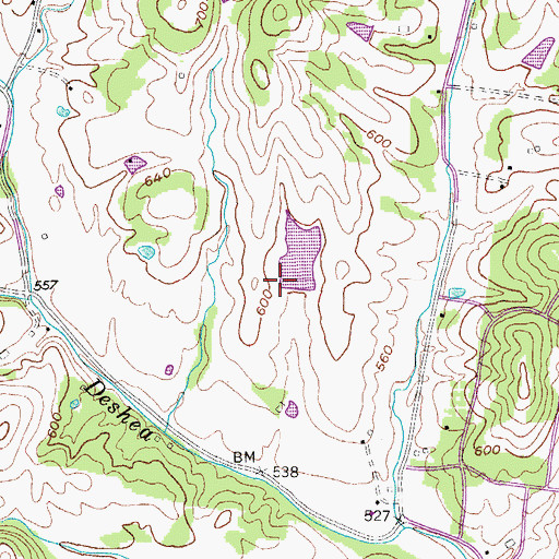 Topographic Map of Womack Lake Dam, TN