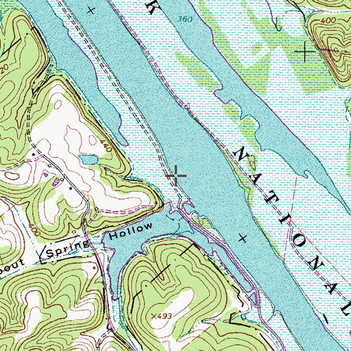 Topographic Map of Pool Six Dam, TN