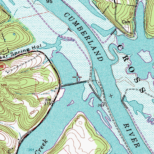 Topographic Map of Cross Creek Dam, TN