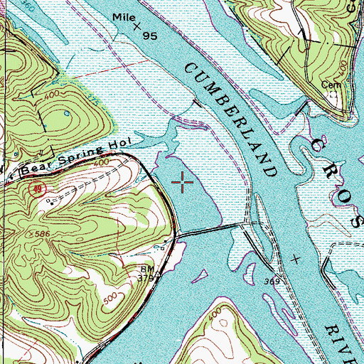 Topographic Map of Cross Creek Reservoir, TN
