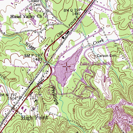 Topographic Map of Ponderosa Lake, TN