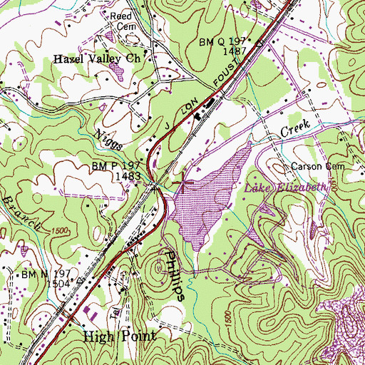 Topographic Map of Ponderosa Lake Dam, TN