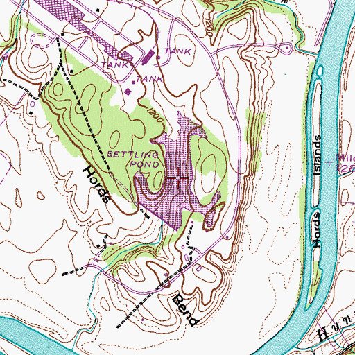 Topographic Map of Waste Lagoon, TN