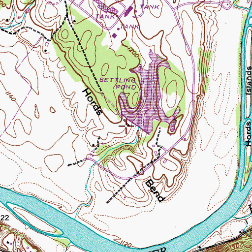 Topographic Map of Waste Lagoon Dam, TN