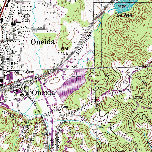 Topographic Map of Pine Creek Number One Lake, TN