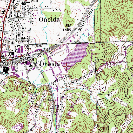 Topographic Map of Pine Creek Number One Dam, TN