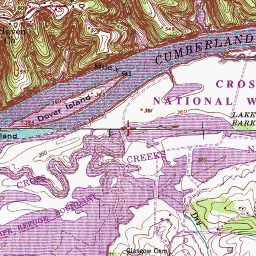 Topographic Map of Pool Two Dam, TN
