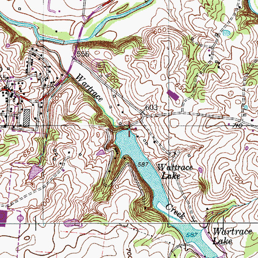 Topographic Map of Wartrace Lake Dam, TN