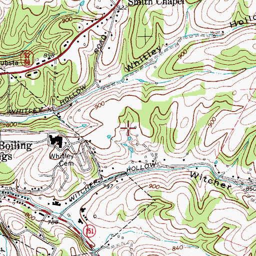 Topographic Map of Red Boiling Springs Watershed Number Two Dam, TN