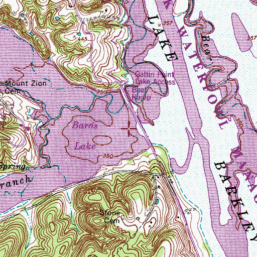 Topographic Map of Bards Dam, TN