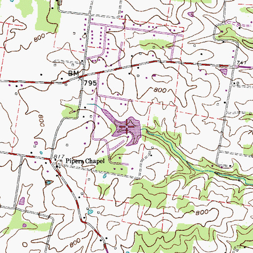 Topographic Map of Larry Collins Lake, TN