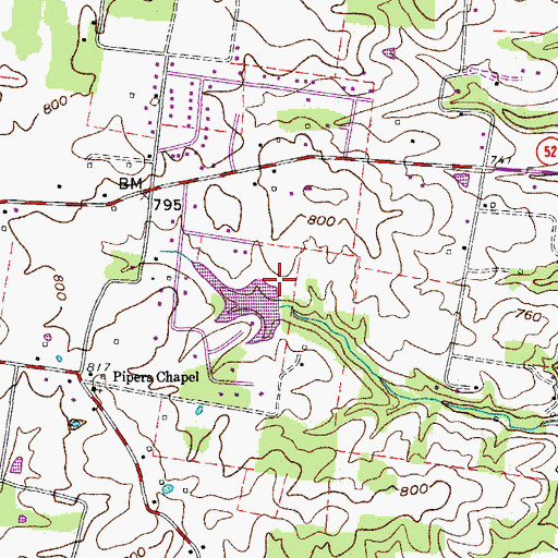 Topographic Map of Larry Collins Dam, TN