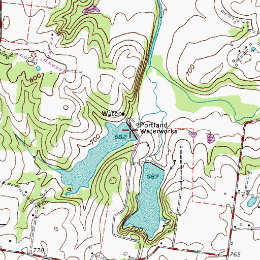 Topographic Map of Portland City Lake Dam, TN