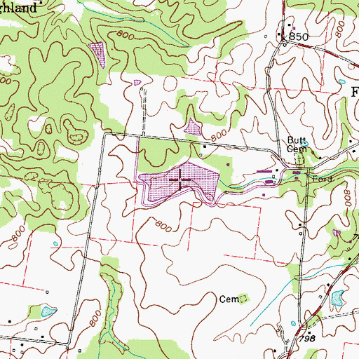 Topographic Map of Meadowbrook Game Farm Lake, TN