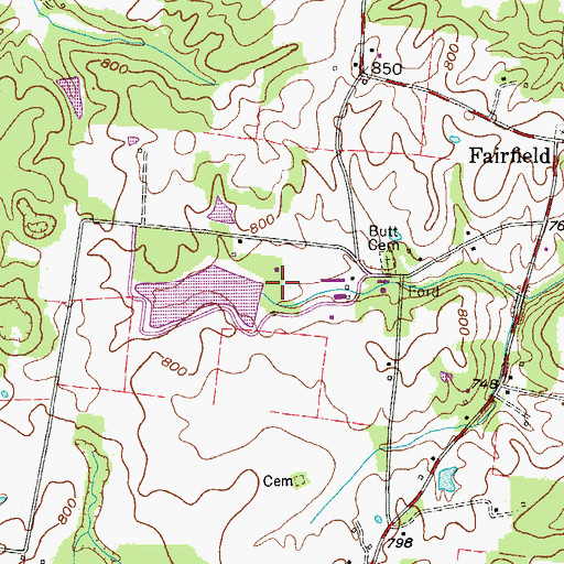 Topographic Map of Meadowbrook Game Farm Dam, TN