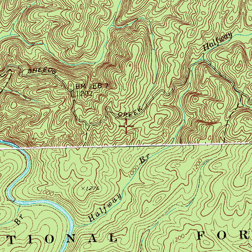 Topographic Map of Sluder Gap, TN