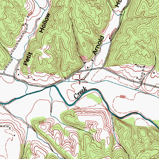 Topographic Map of Arnold Branch, TN
